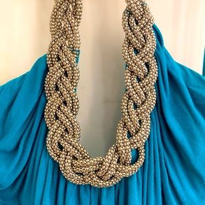 Strapless halter with metal chain straps